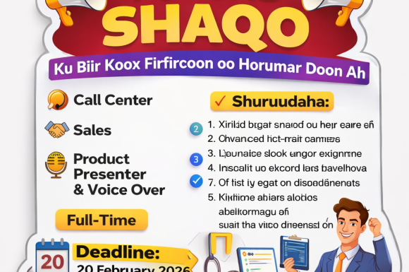 𝐅𝐔𝐑𝐒𝐀𝐃 𝐒𝐇𝐀𝐐𝐎 – Ku Biir Koox Firfircoon oo Horumar Doon Ah
